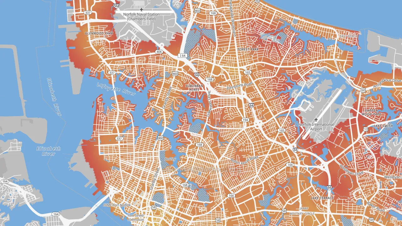 Transit Grade map of Norfolk City, VA