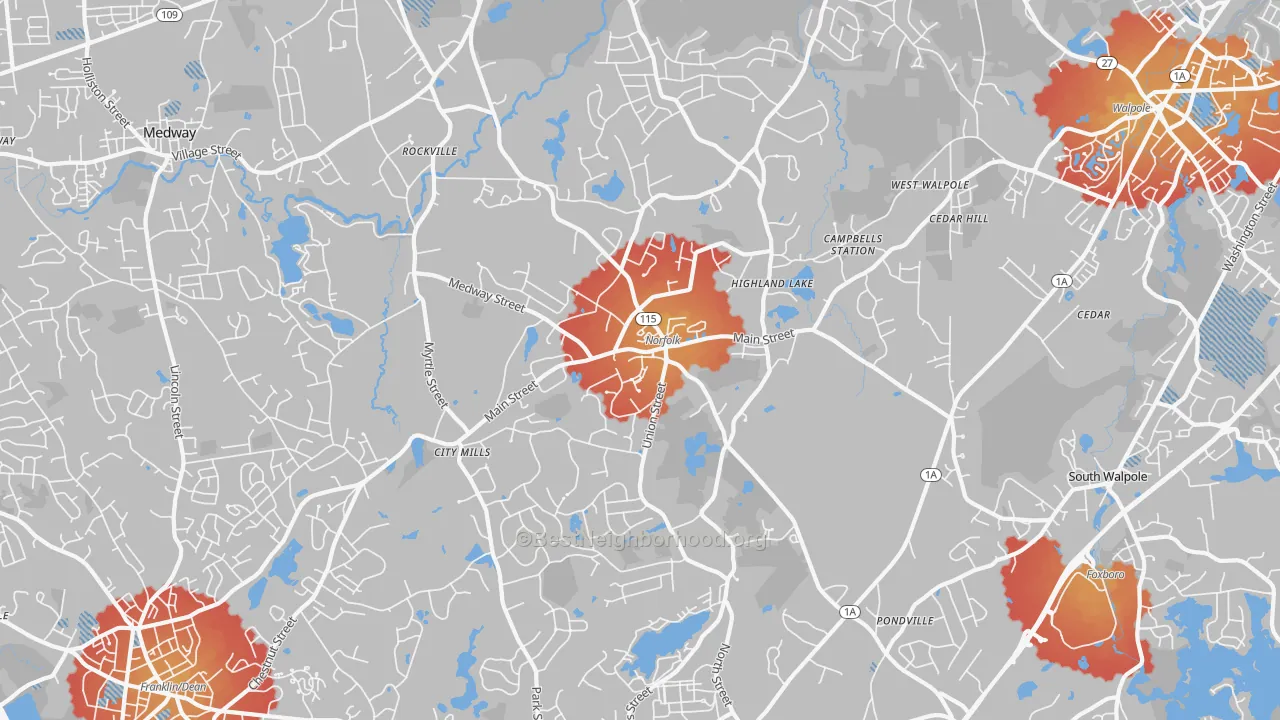 Transit Grade map of Norfolk, MA