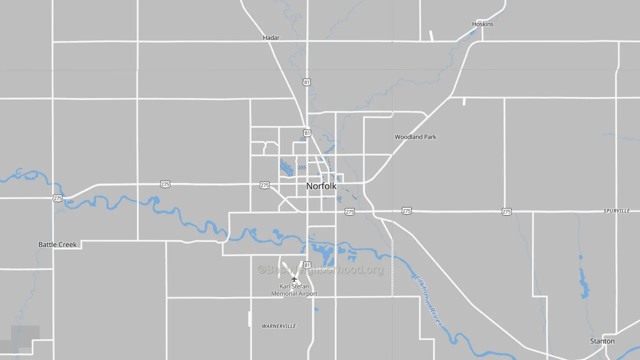 Transit Grade map of Norfolk, NE