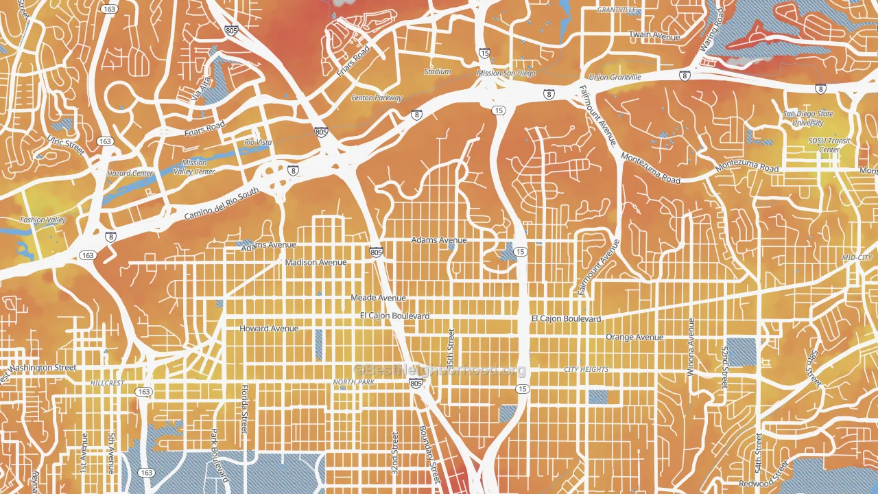 Transit Grade map of Normal Heights, San Diego, CA