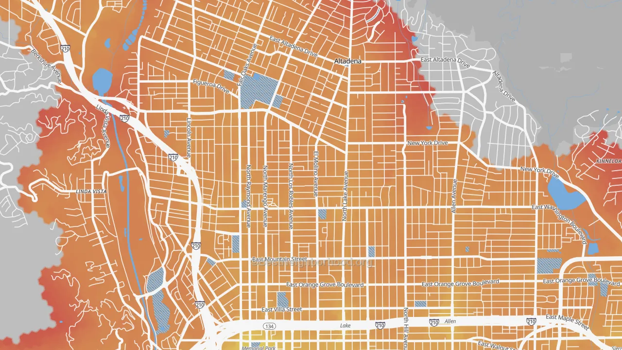 Transit Grade map of Normandie Heights, Pasadena, CA