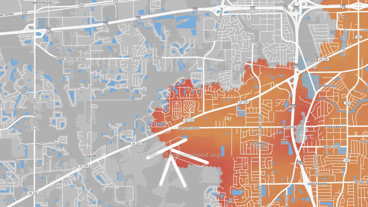 Transit Grade map of Normandy Estates, Jacksonville, FL