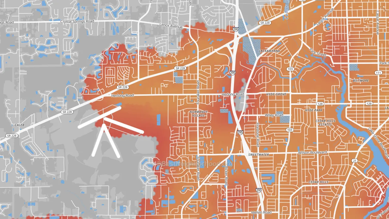 Transit Grade map of Normandy Manor, Jacksonville, FL