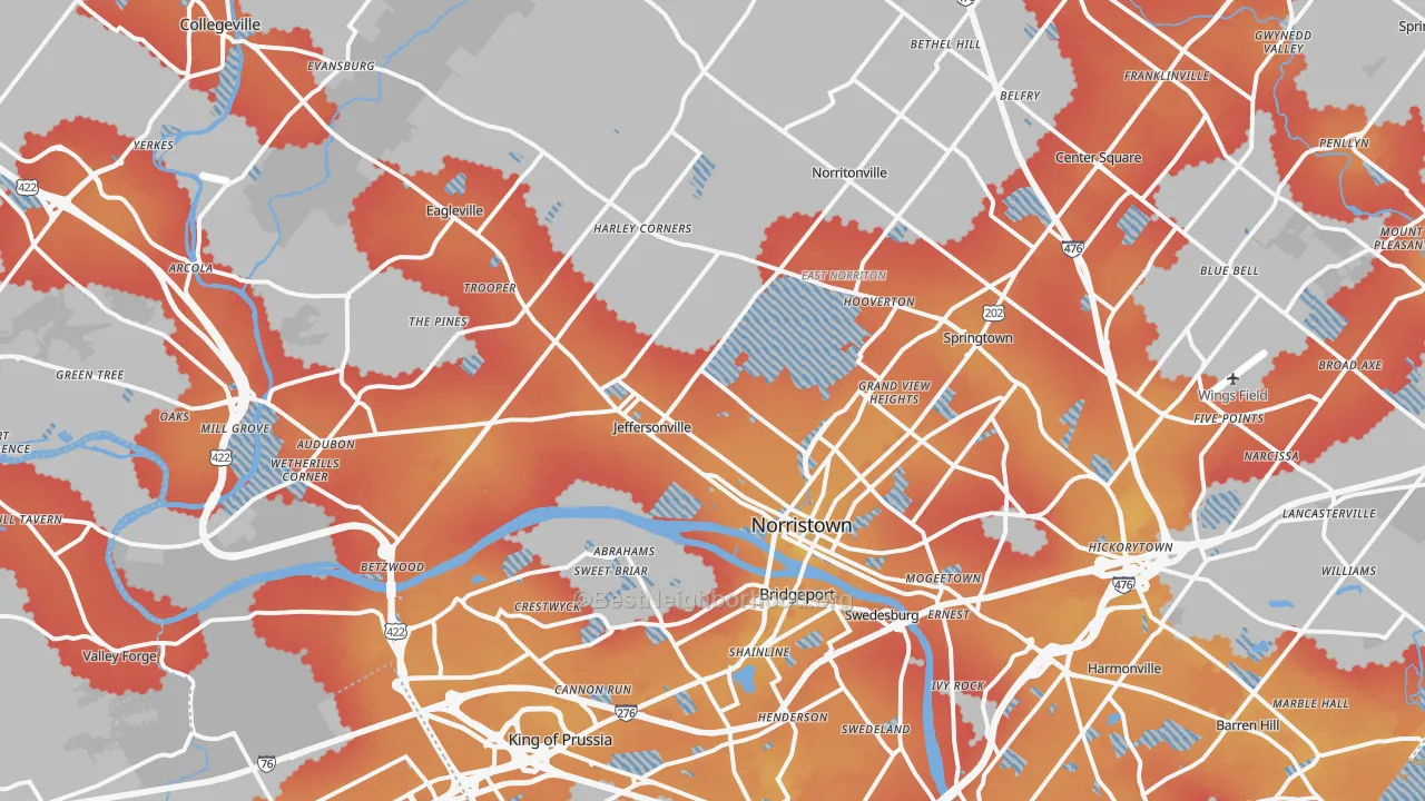 Transit Grade map of Norristown, PA
