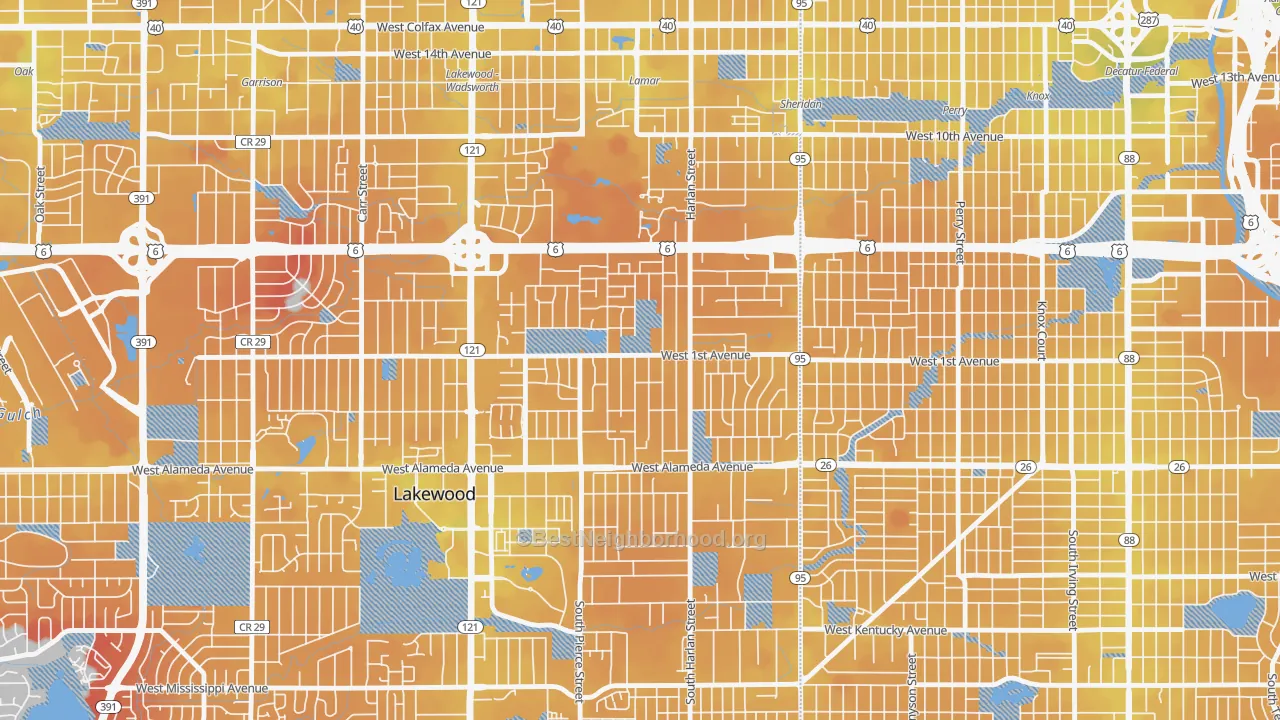 Transit Grade map of North Alameda, Lakewood, CO