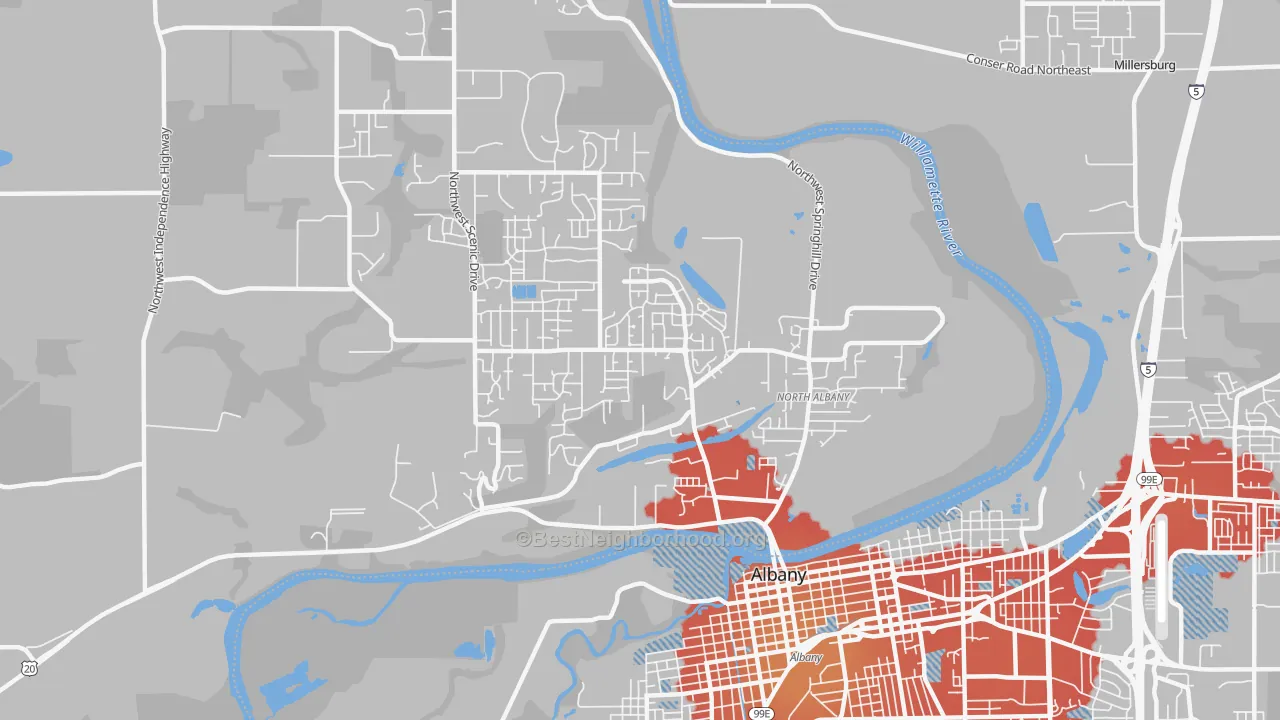Transit Grade map of North Albany, Albany, OR