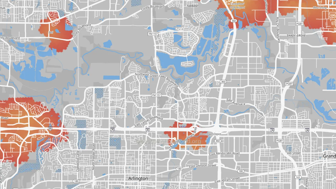 Transit Grade map of North Arlington, Arlington, TX