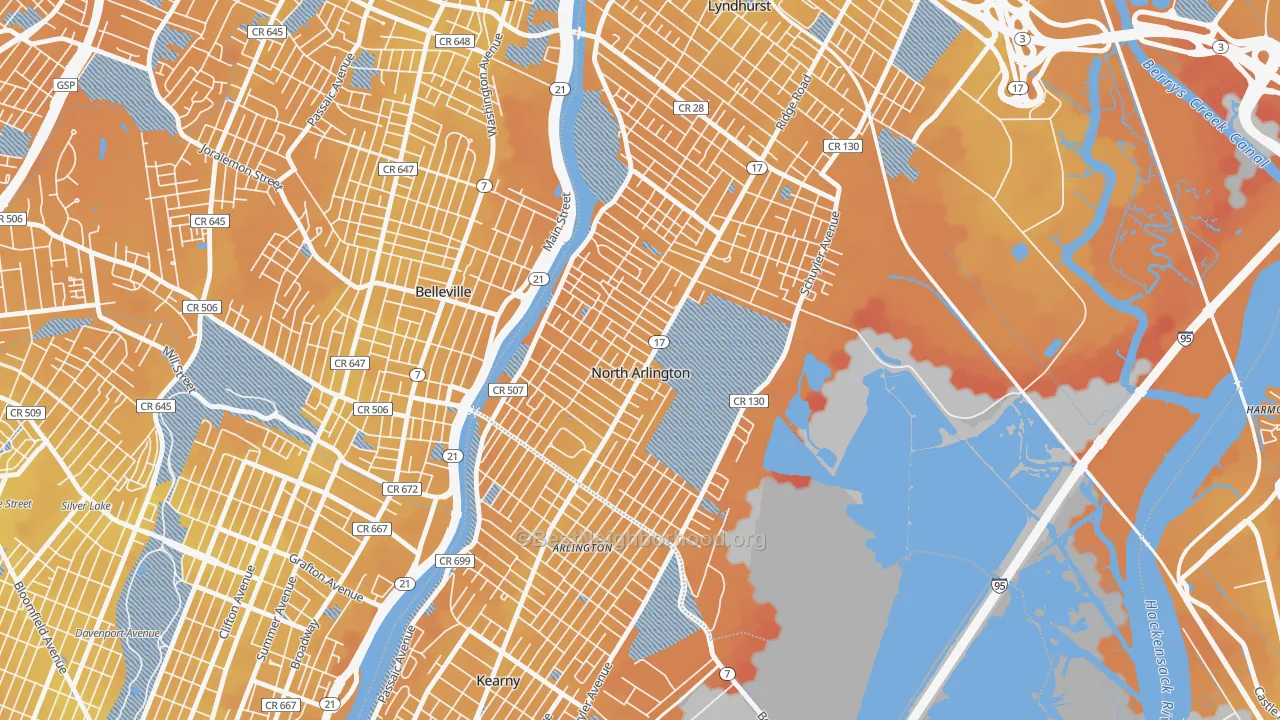 Transit Grade map of North Arlington, NJ