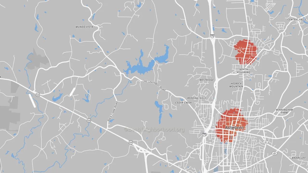 Transit Grade map of North Asheboro, NC