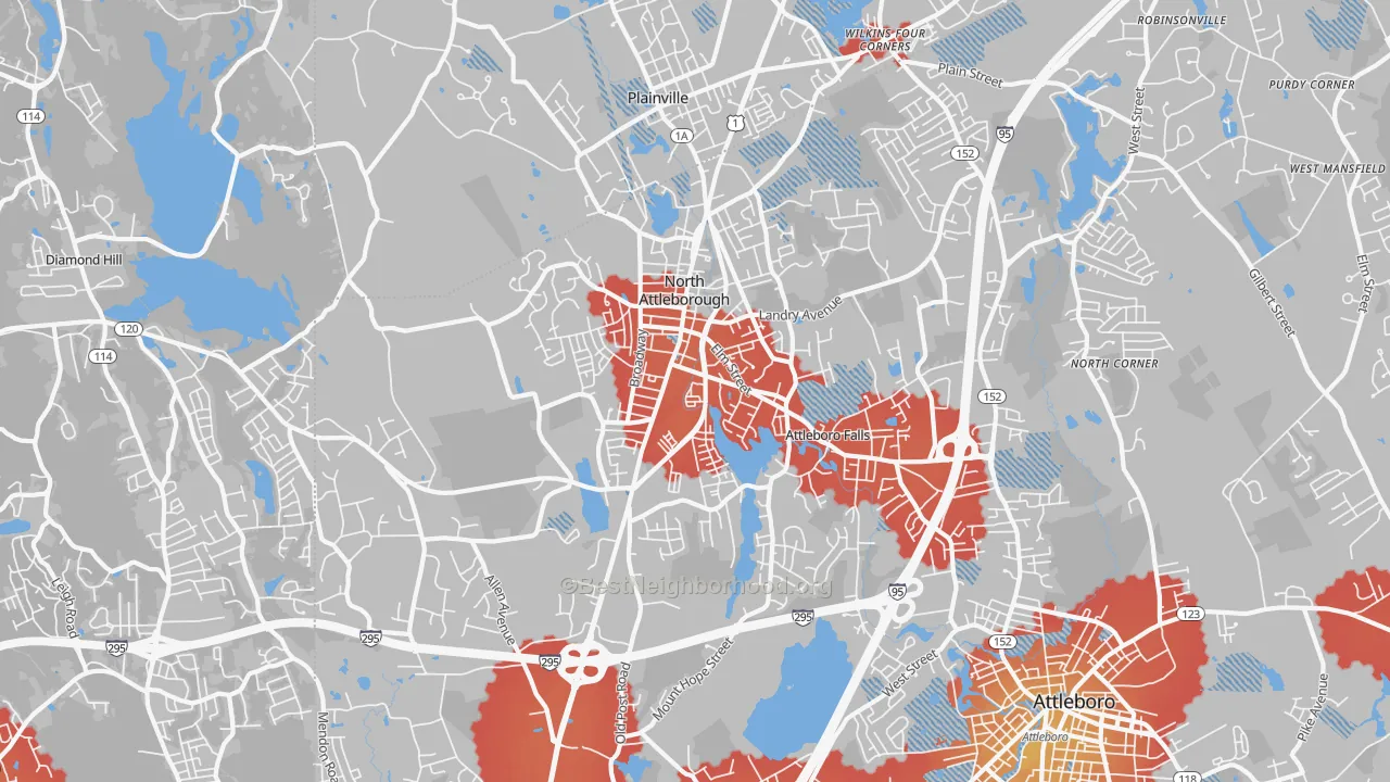 Transit Grade map of North Attleboro, MA