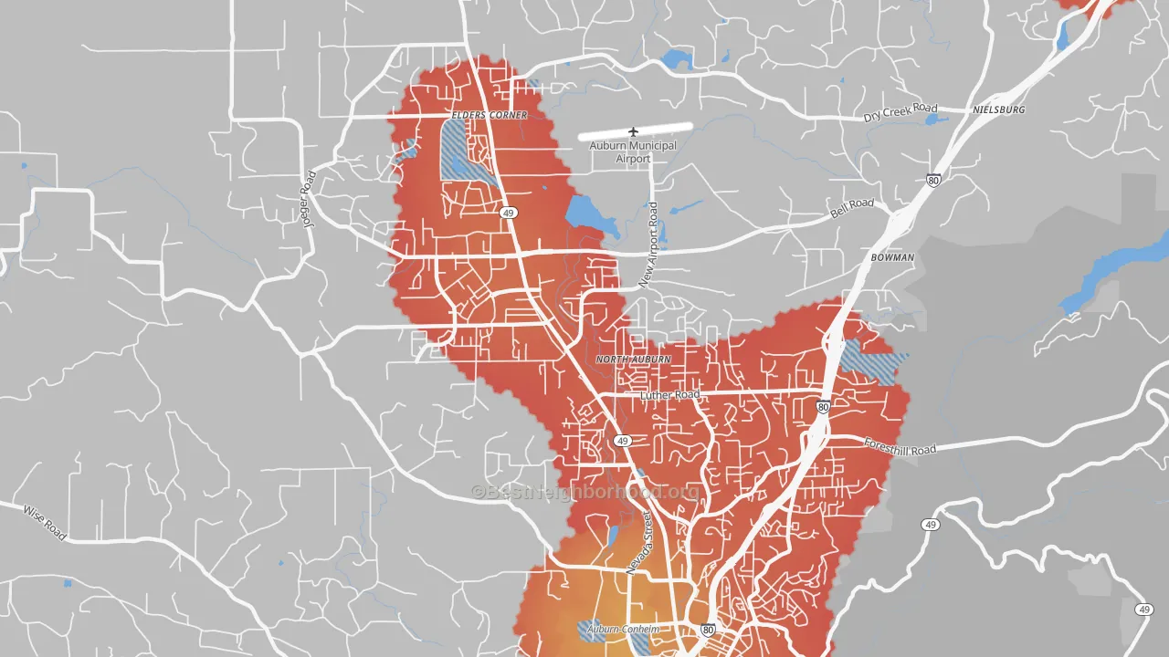 Transit Grade map of North Auburn, CA