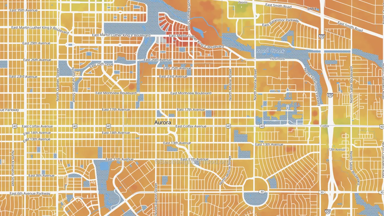 Transit Grade map of North Aurora, Aurora, CO