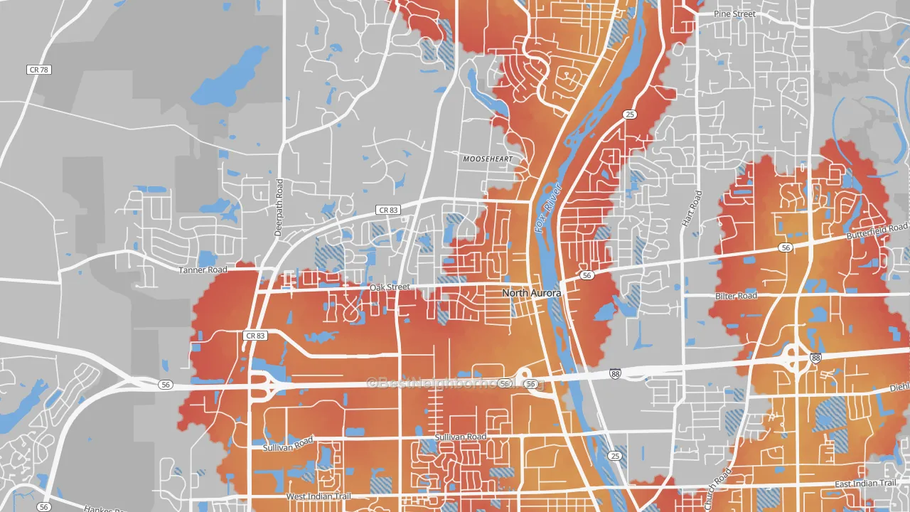 Transit Grade map of North Aurora, IL