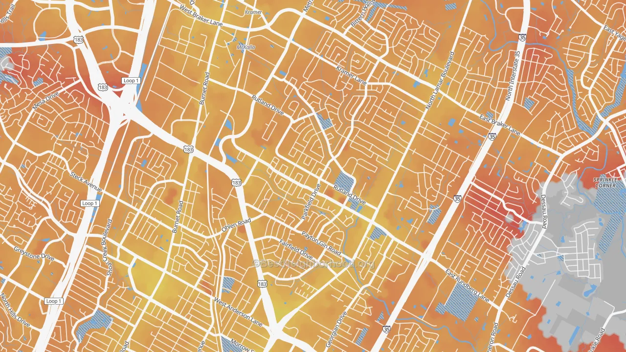 Transit Grade map of North Austin, Austin, TX
