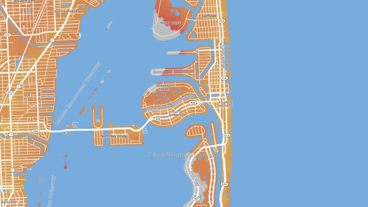Transit Grade map of North Bay Village, FL