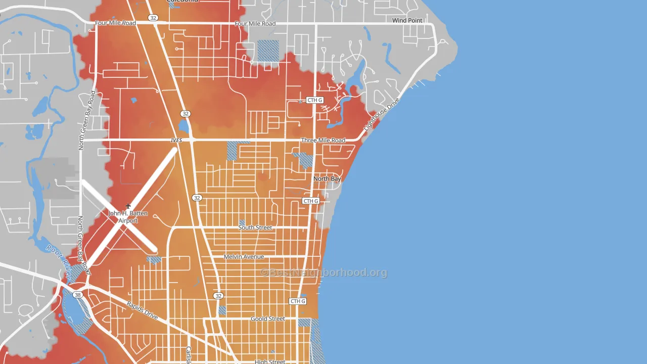 Transit Grade map of North Bay, WI