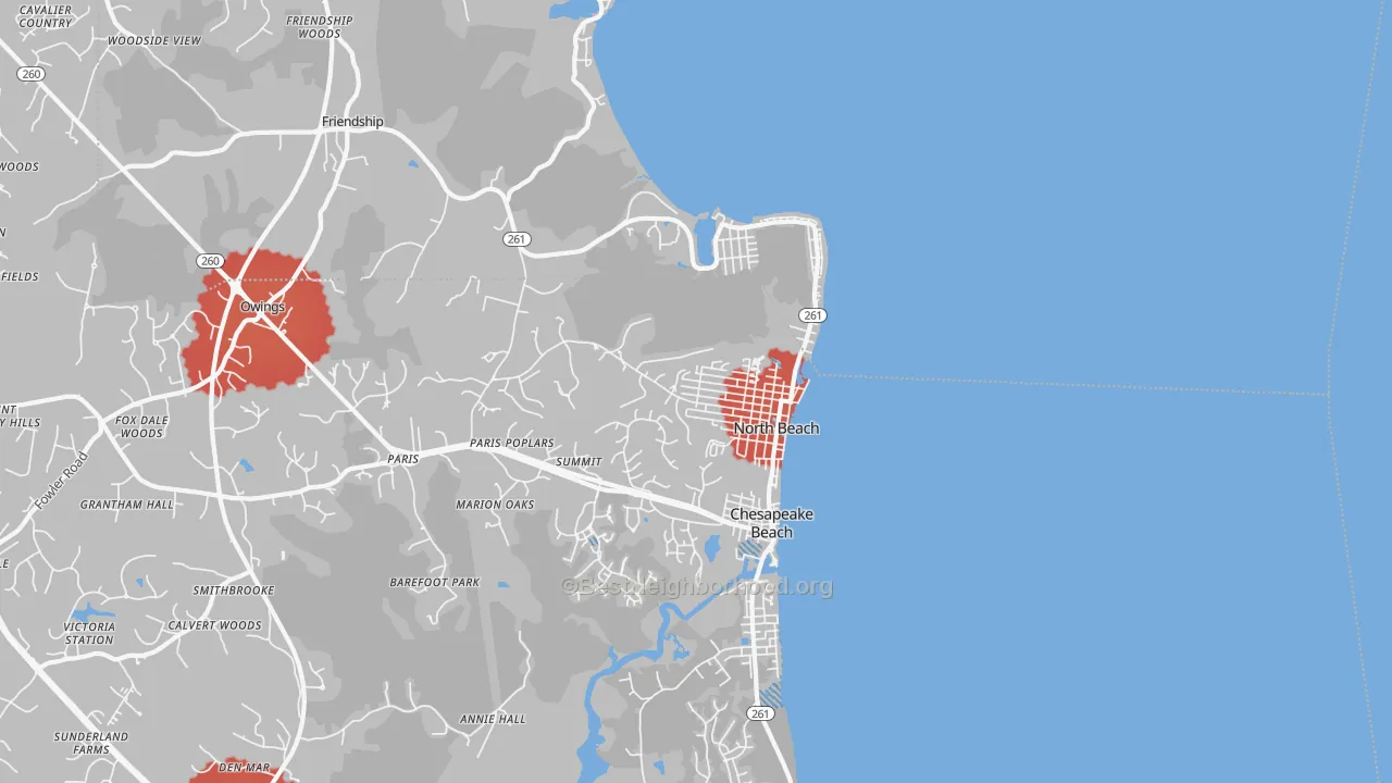 Transit Grade map of North Beach, MD