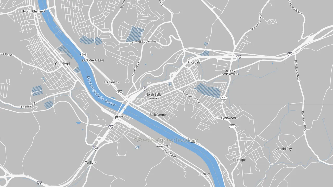 Transit Grade map of North Belle Vernon, PA