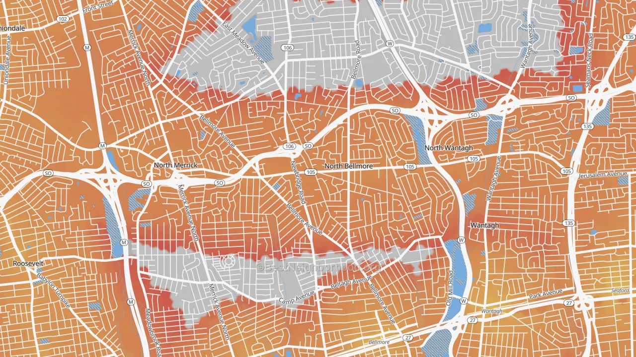 Transit Grade map of North Bellmore, NY