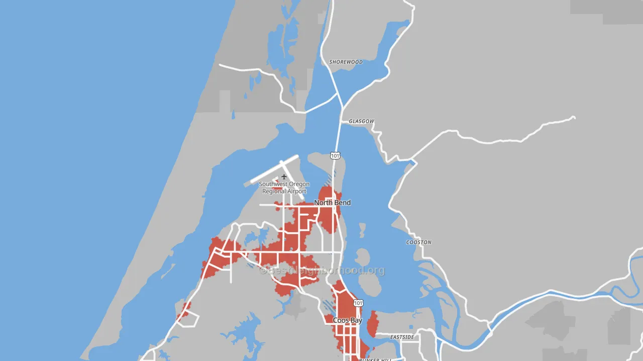 Transit Grade map of North Bend, OR