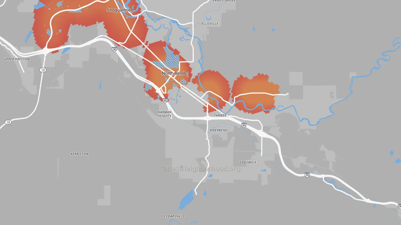 Transit Grade map of North Bend, WA