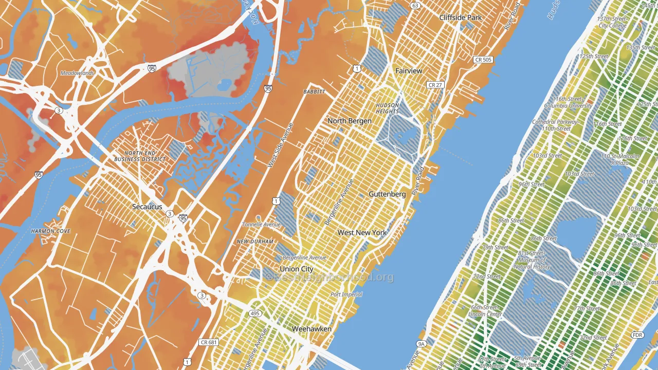 Transit Grade map of North Bergen, NJ