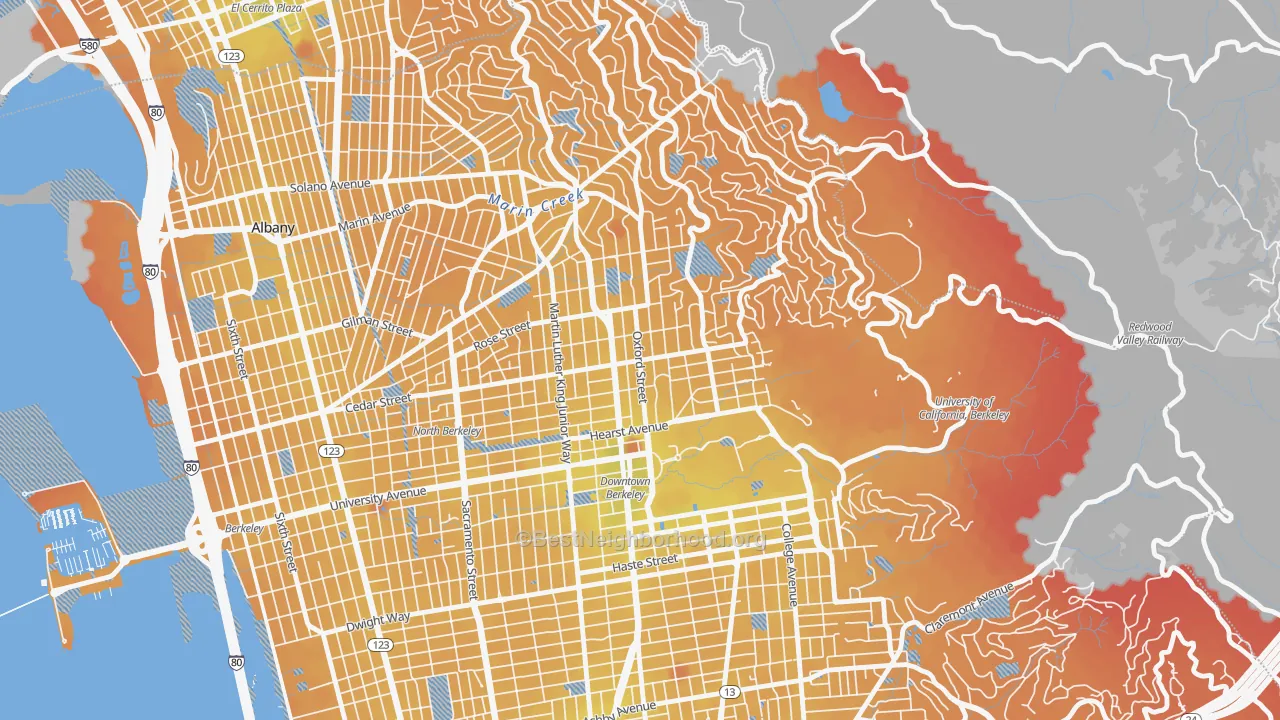 Transit Grade map of North Berkeley, Berkeley, CA