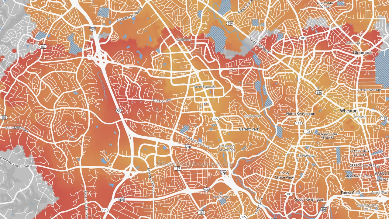 Transit Grade map of North Bethesda, MD