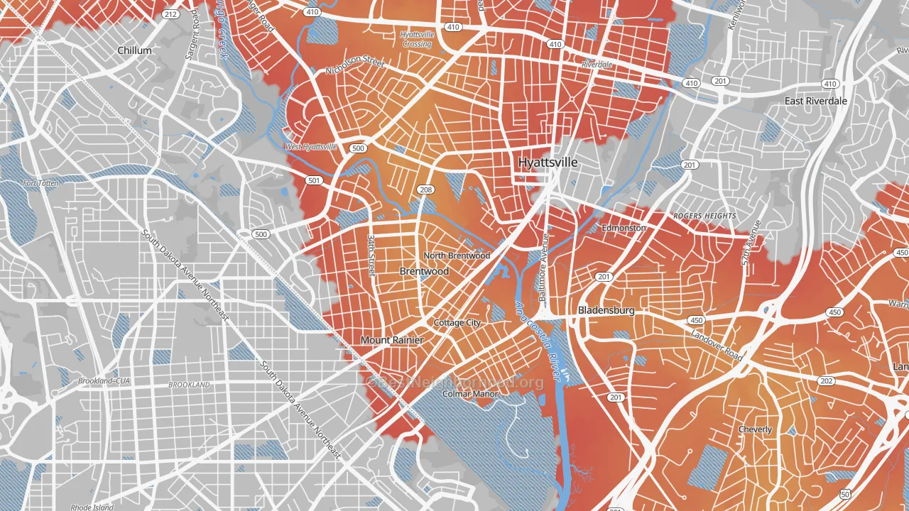 Transit Grade map of North Brentwood, MD