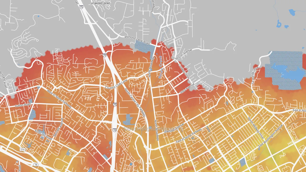 Transit Grade map of North Broadway, Escondido, CA