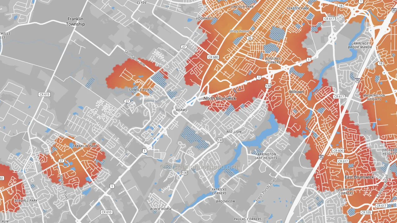 Transit Grade map of North Brunswick, NJ