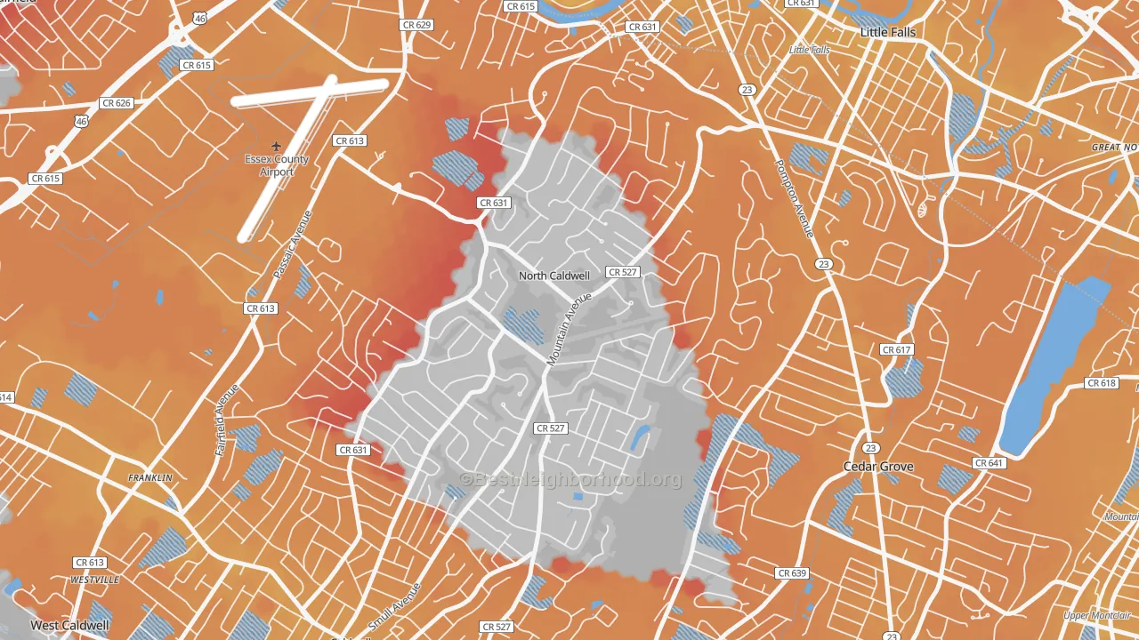 Transit Grade map of North Caldwell, NJ