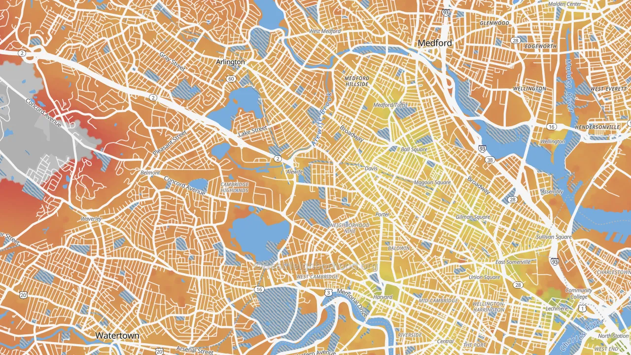Transit Grade map of North Cambridge, Cambridge, MA