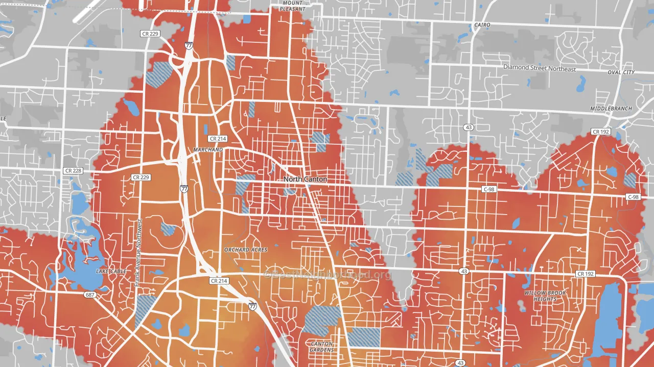 Transit Grade map of North Canton, OH