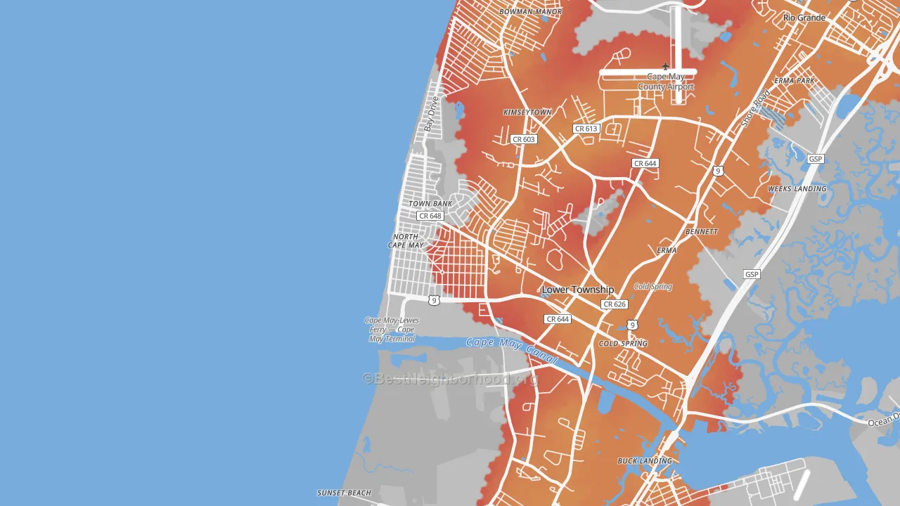 Transit Grade map of North Cape May, NJ