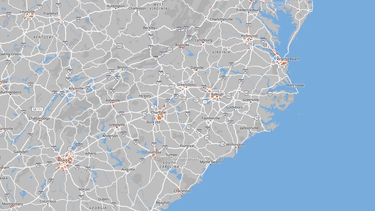 Transit Grade map of North Carolina