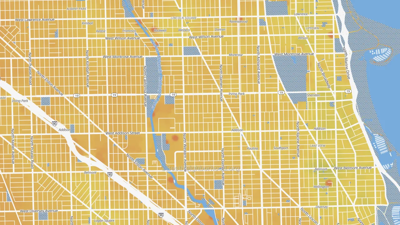Transit Grade map of North Center, Chicago, IL