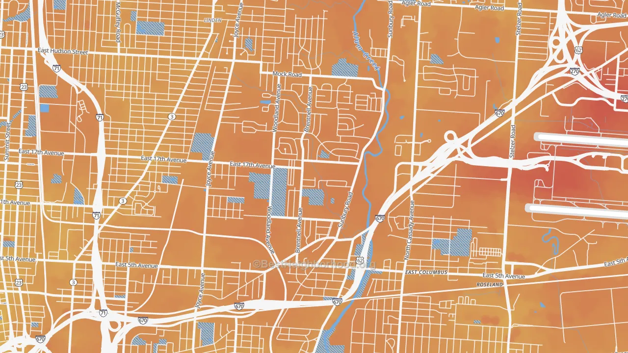 Transit Grade map of North Central, Columbus, OH