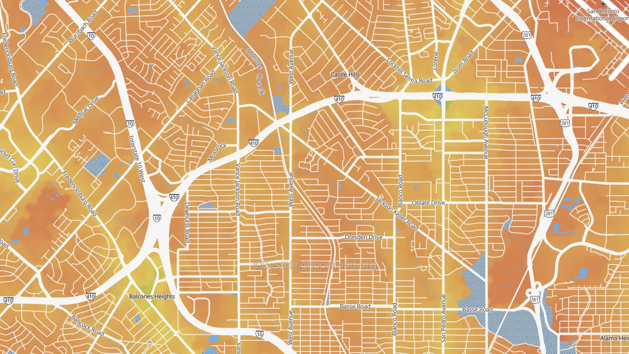 Transit Grade map of North Central, San Antonio, TX