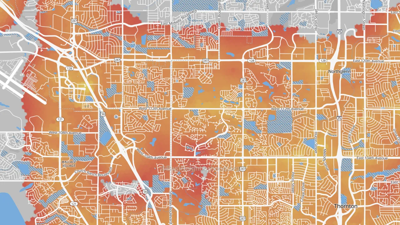 Transit Grade map of North Central Westminster, Westminster, CO