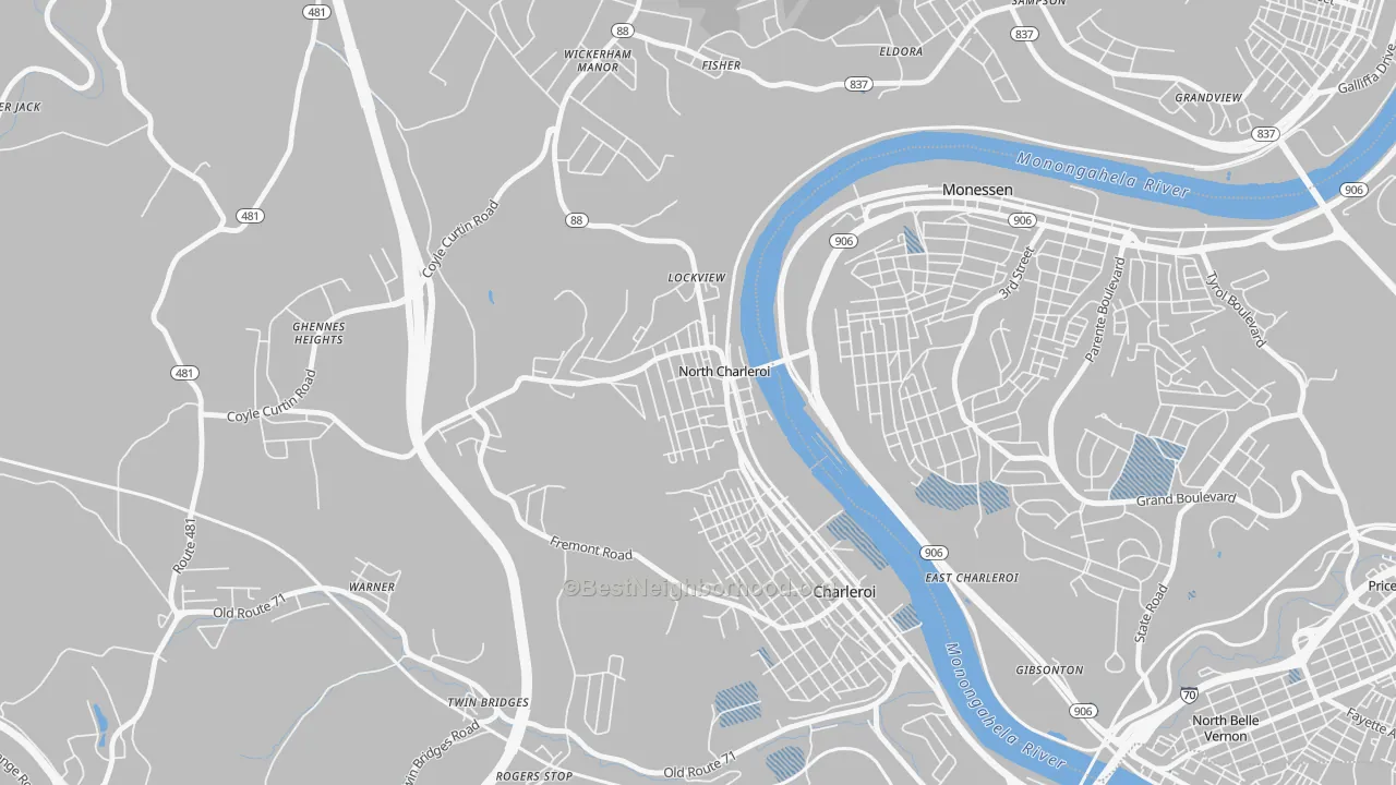 Transit Grade map of North Charleroi, PA