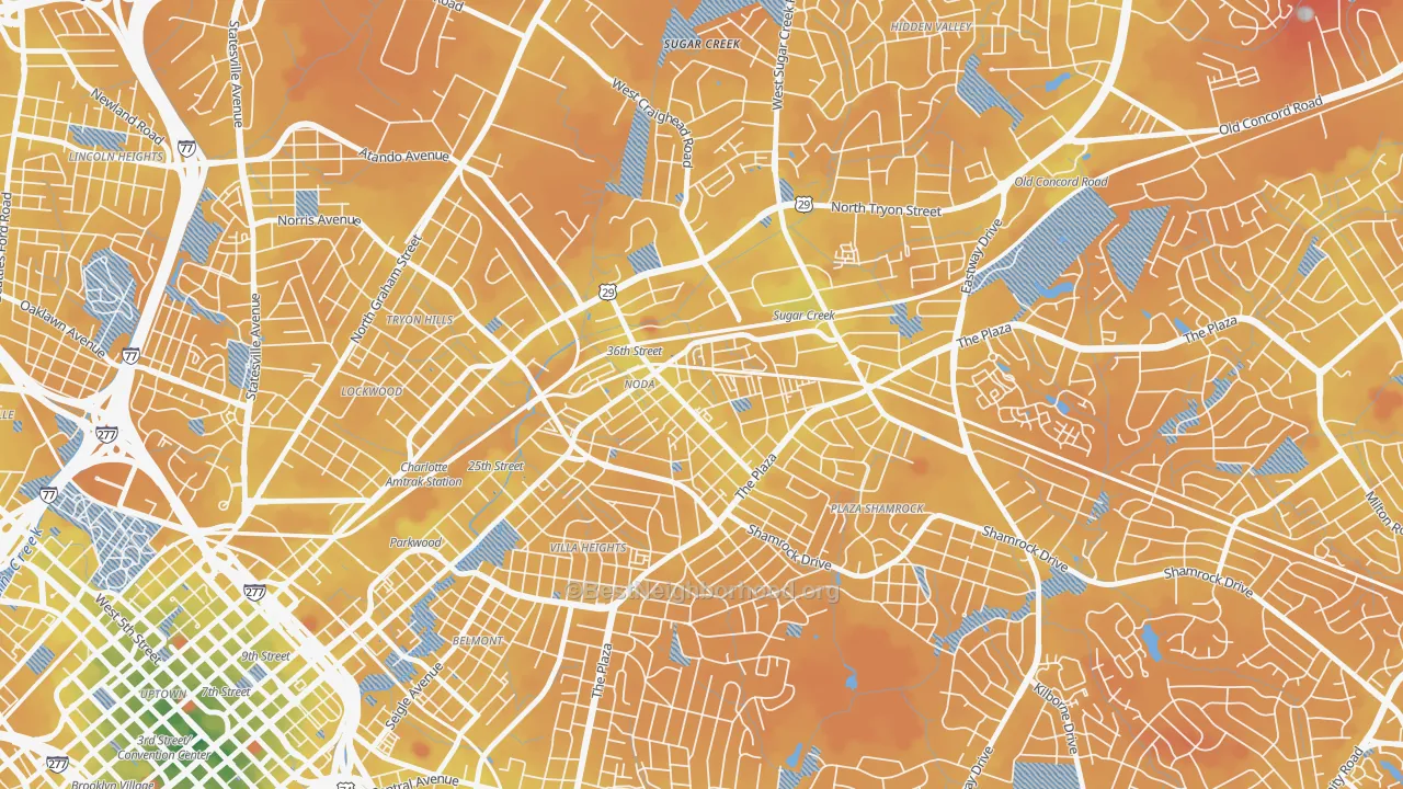 Transit Grade map of North Charlotte, Charlotte, NC