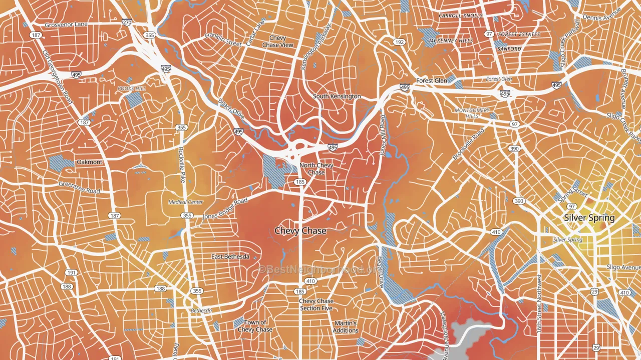Transit Grade map of North Chevy Chase, MD