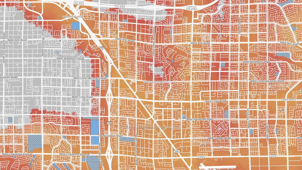 Transit Grade map of North Cheyenne, Las Vegas, NV