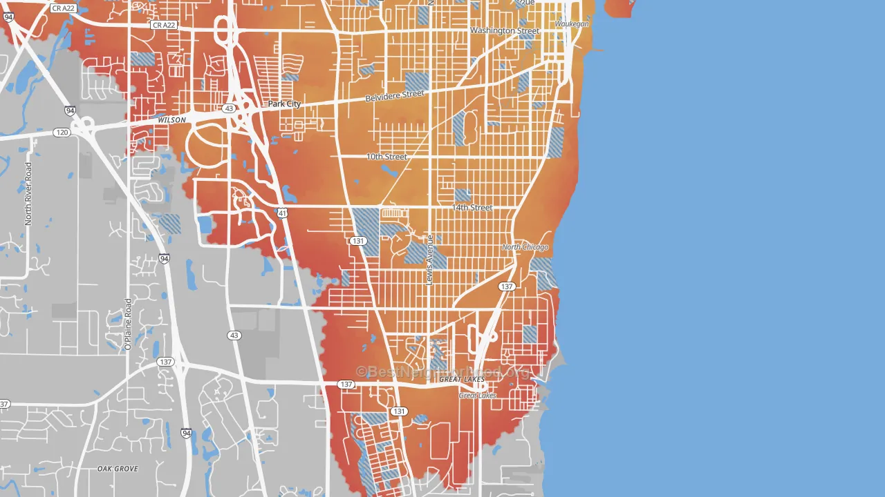Transit Grade map of North Chicago, IL
