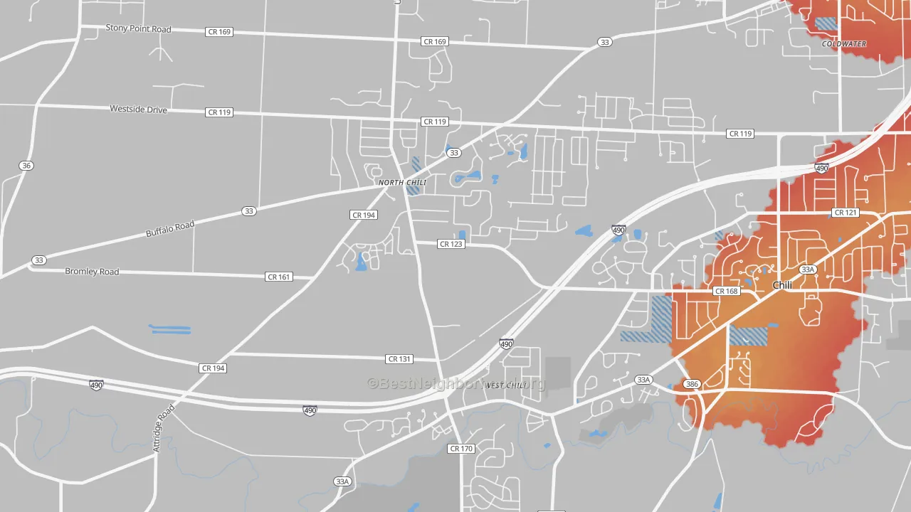 Transit Grade map of North Chili, NY