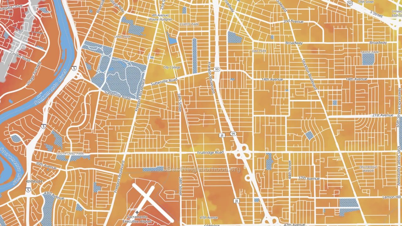 Transit Grade map of North City Farms, Sacramento, CA