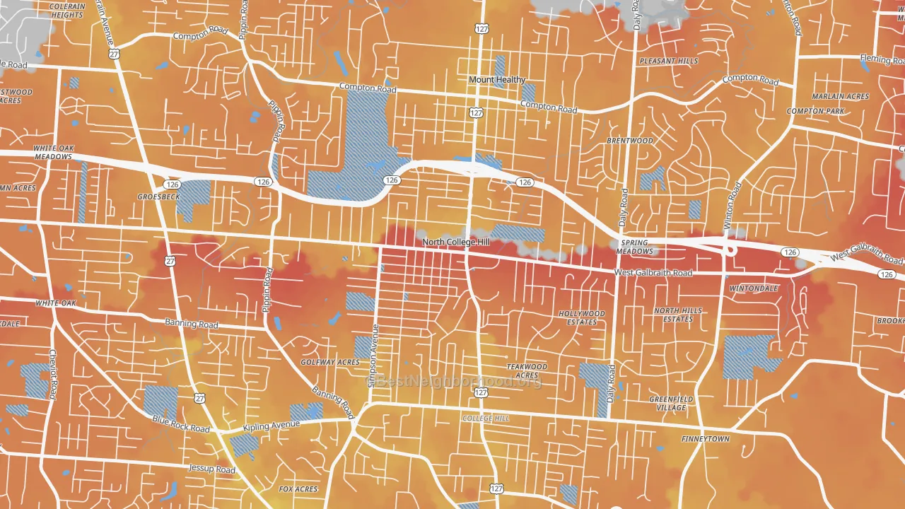 Transit Grade map of North College Hill, OH