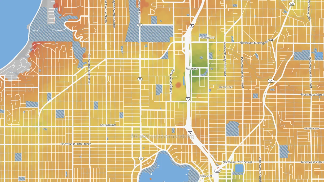 Transit Grade map of North College Park, Seattle, WA