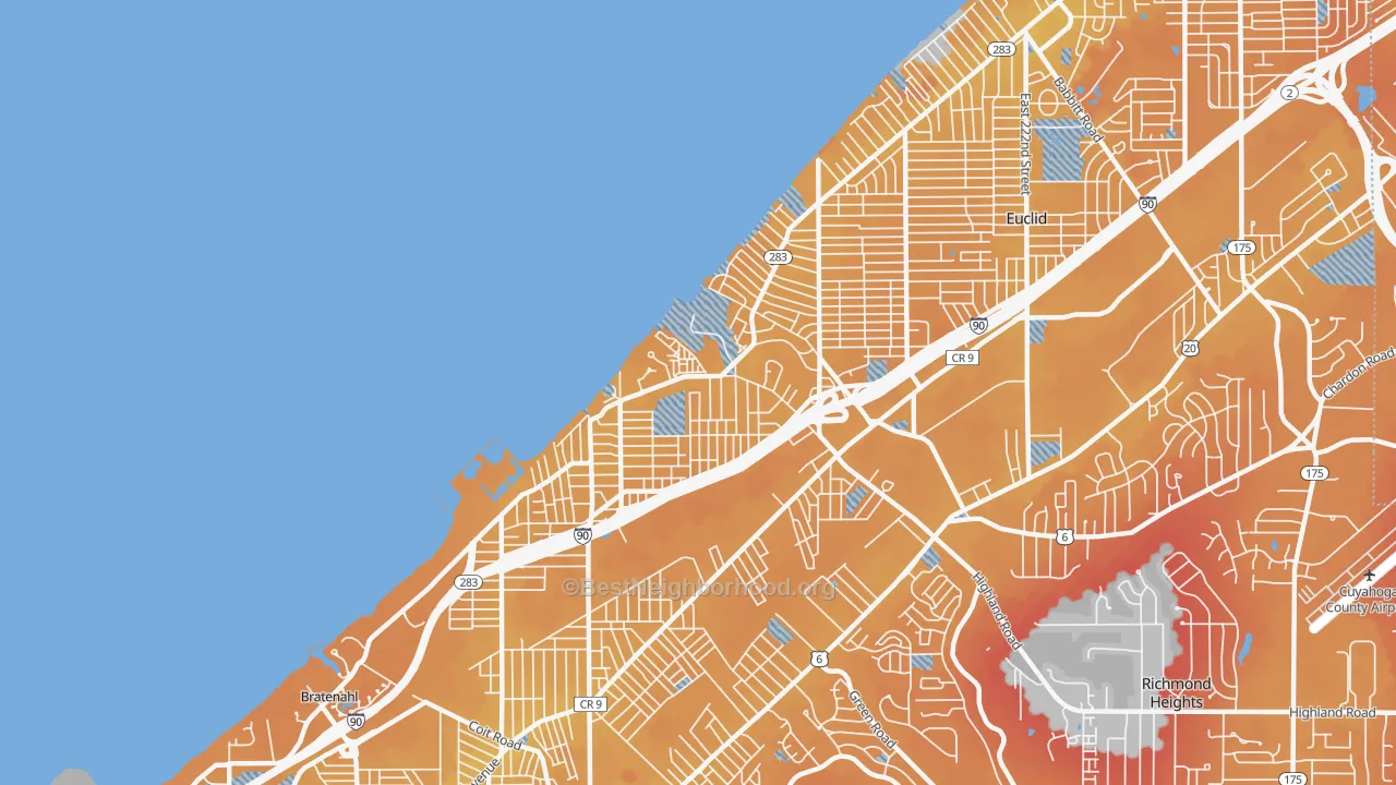 Transit Grade map of North Collinwood, Cleveland, OH